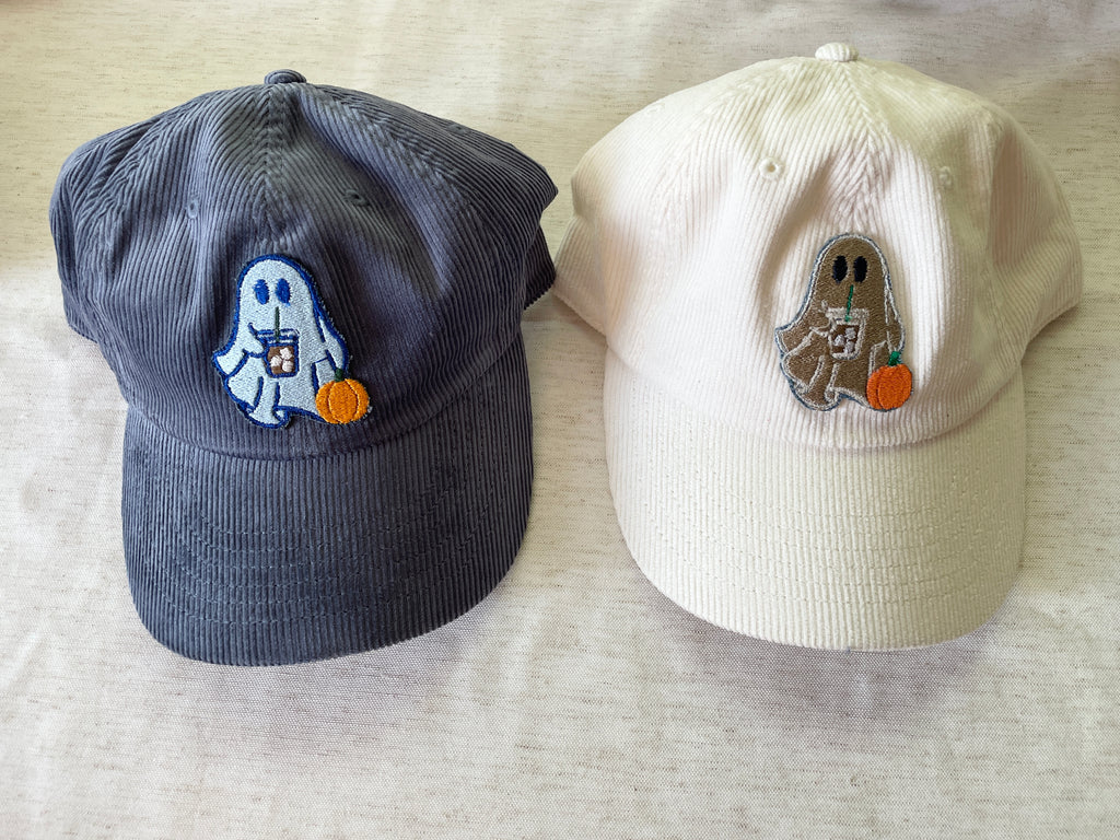 Ghost drinking Frappe Corduroy Hat