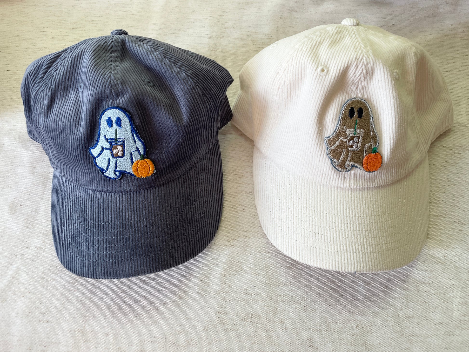 Ghost drinking Frappe Corduroy Hat