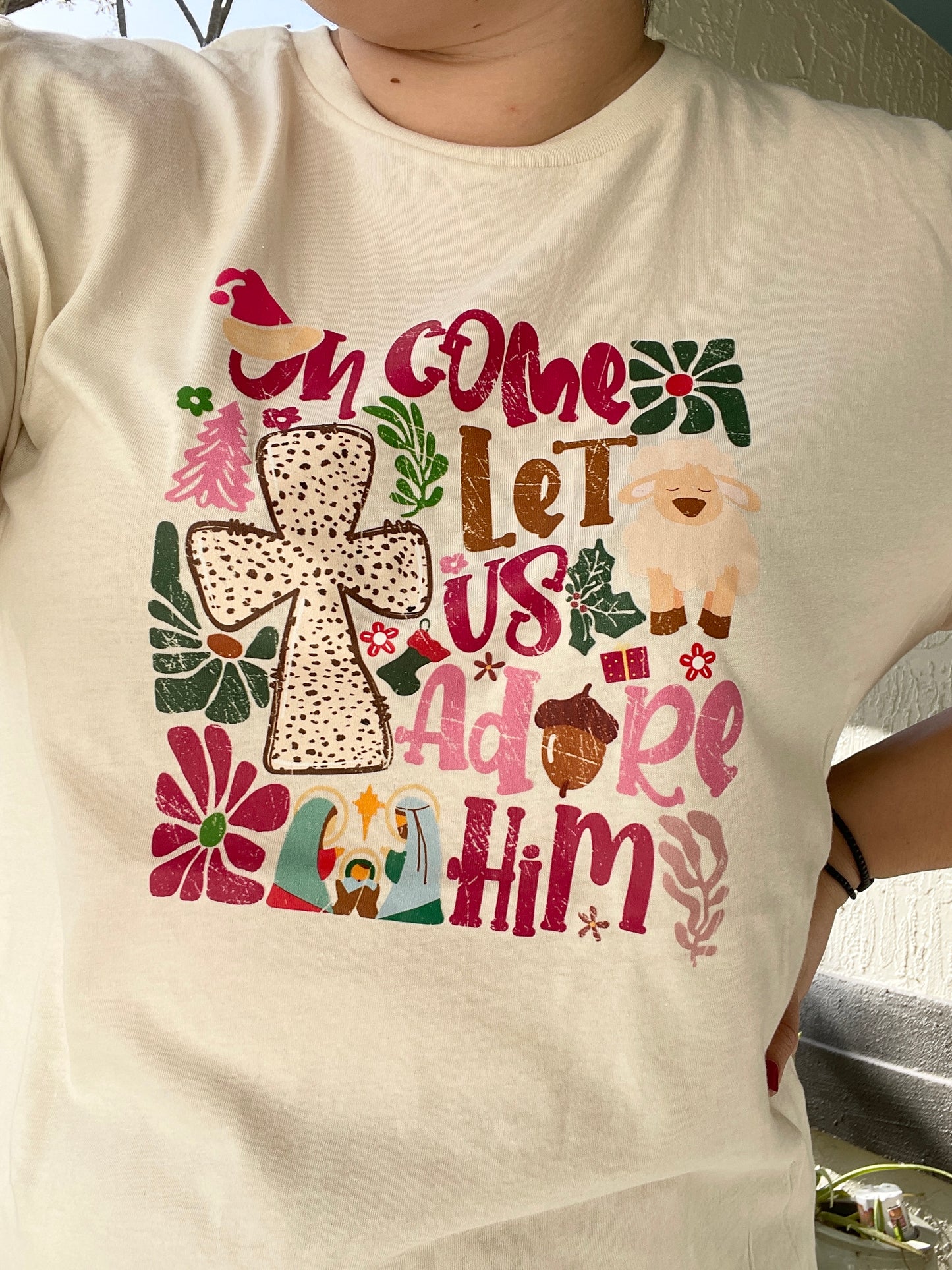 O Come Let Us Adore Him Christmas Tshirt