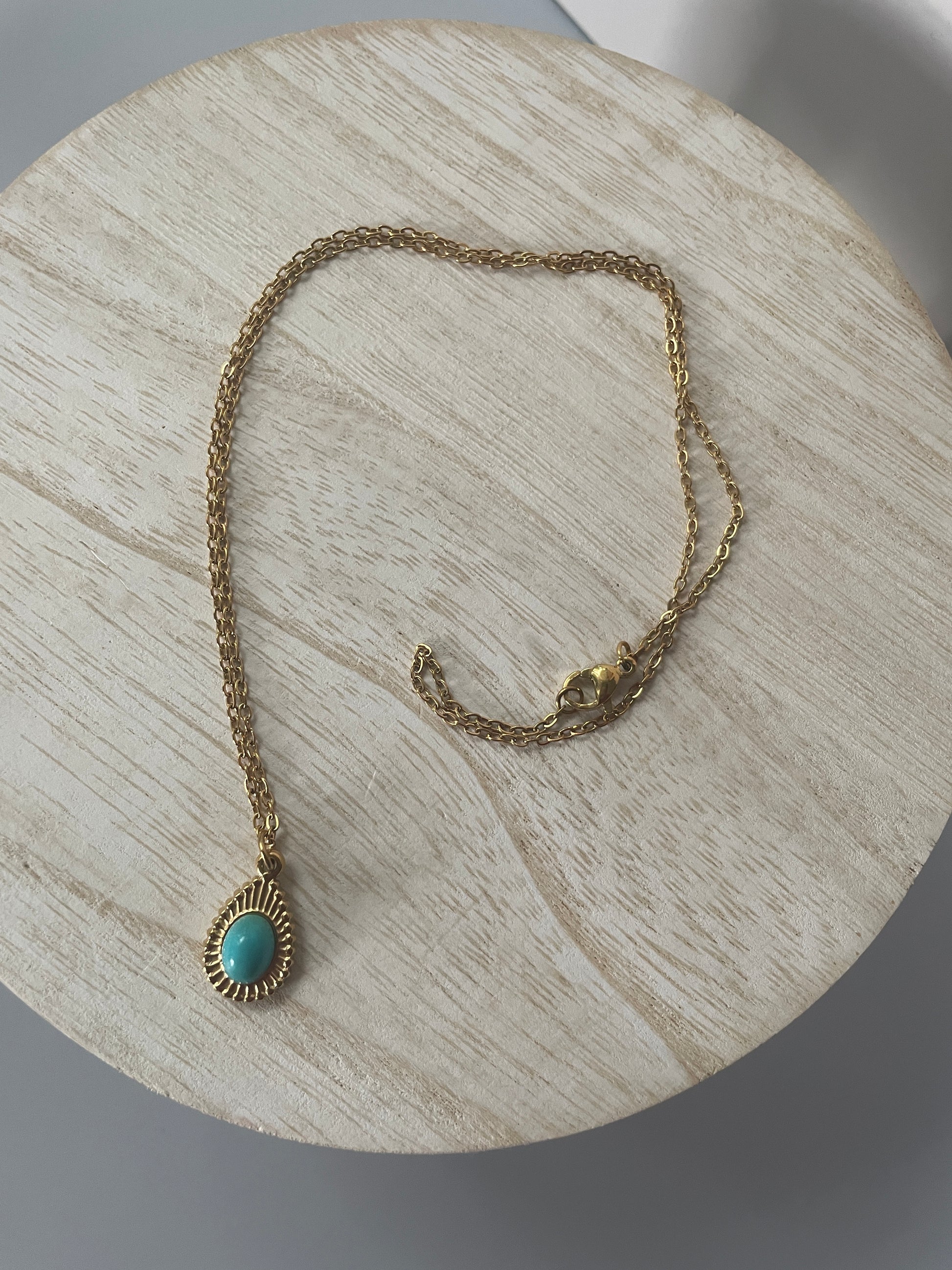 PVD Stainless Steel 18k Cross/Teardrop Necklace