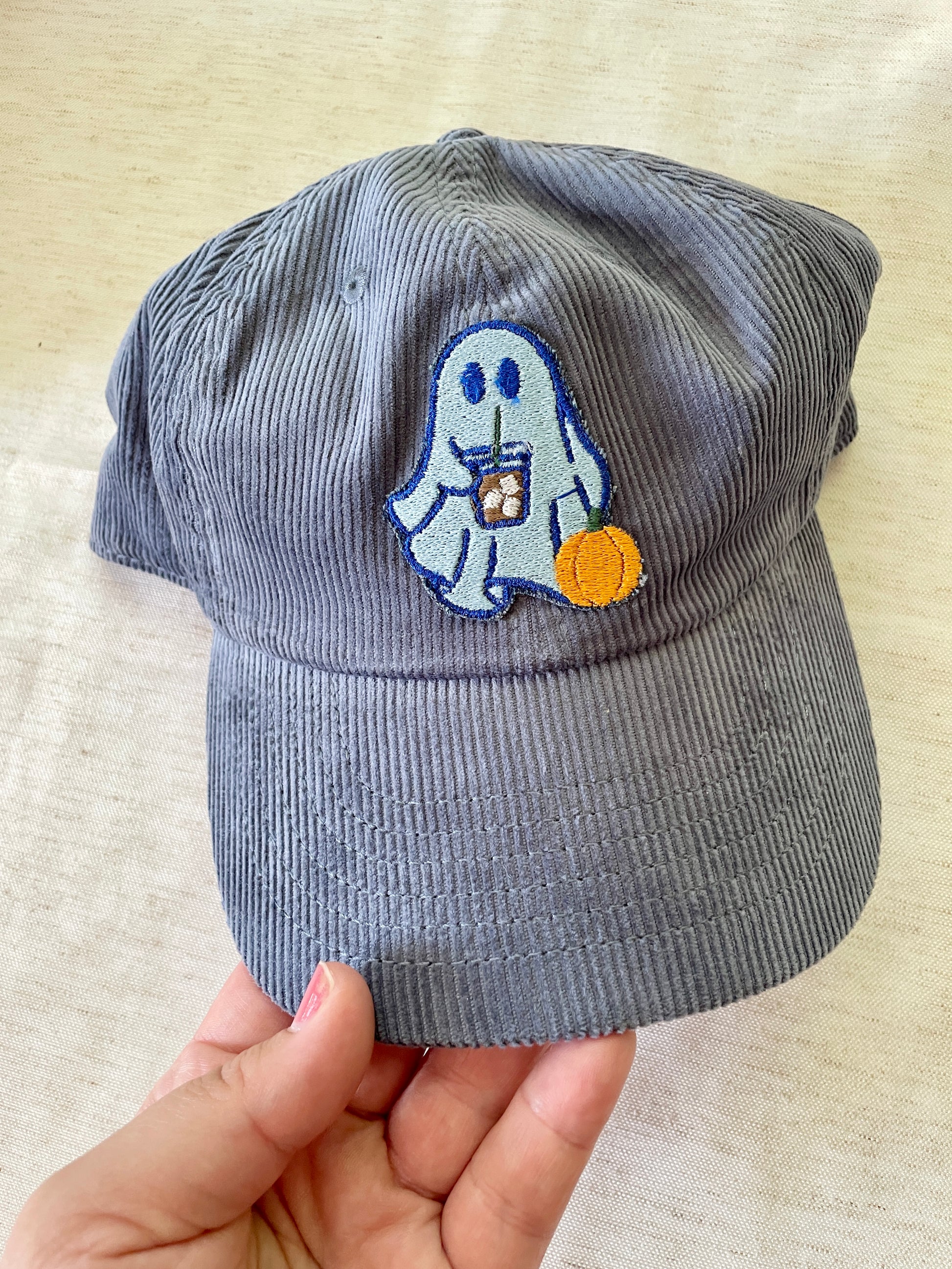 Ghost drinking Frappe Corduroy Hat