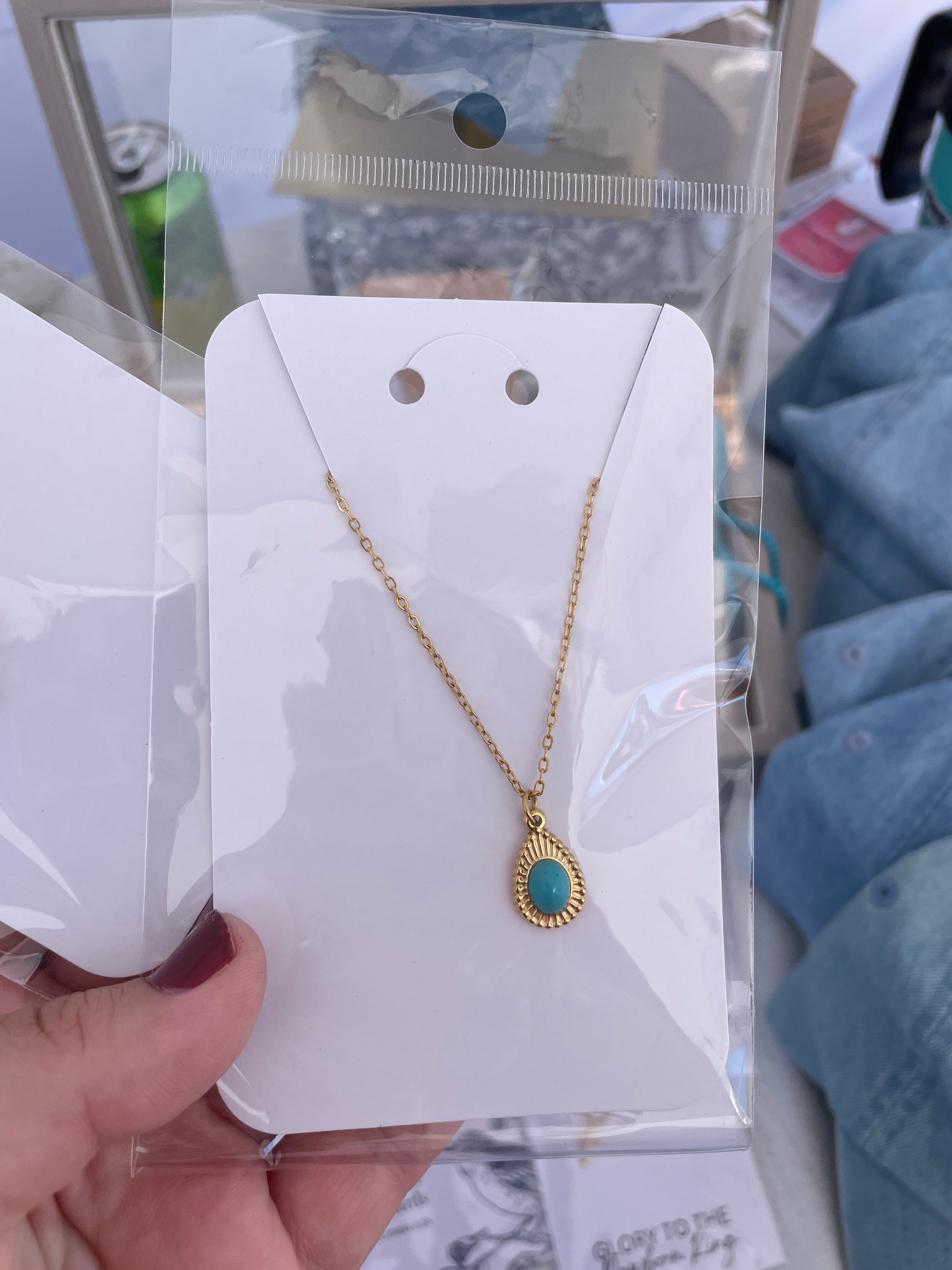 PVD Stainless Steel 18k Cross/Teardrop Necklace