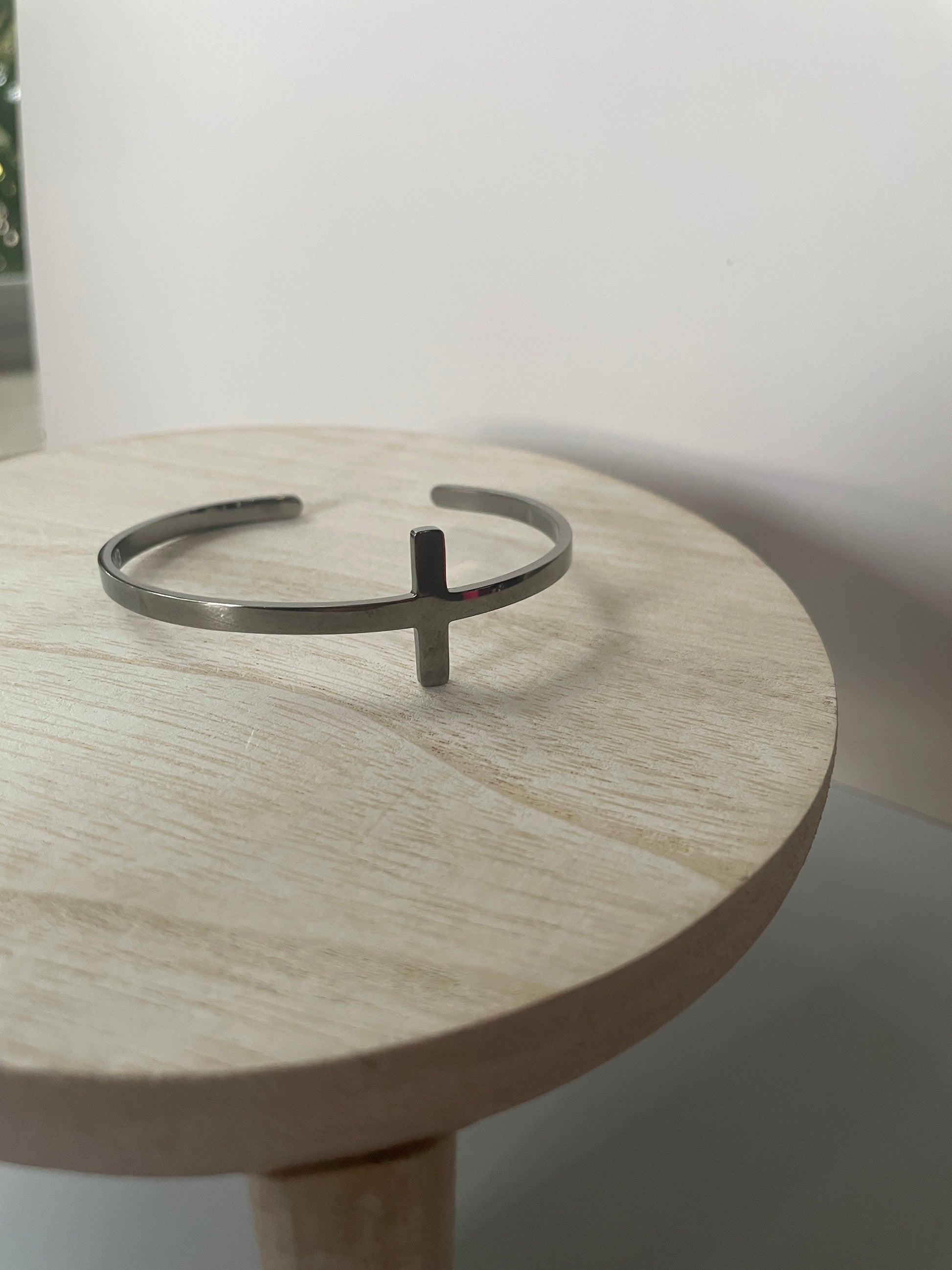 Stainless Steel Cross Cuff Bracelet with Christian Scripture Philippians 4:13