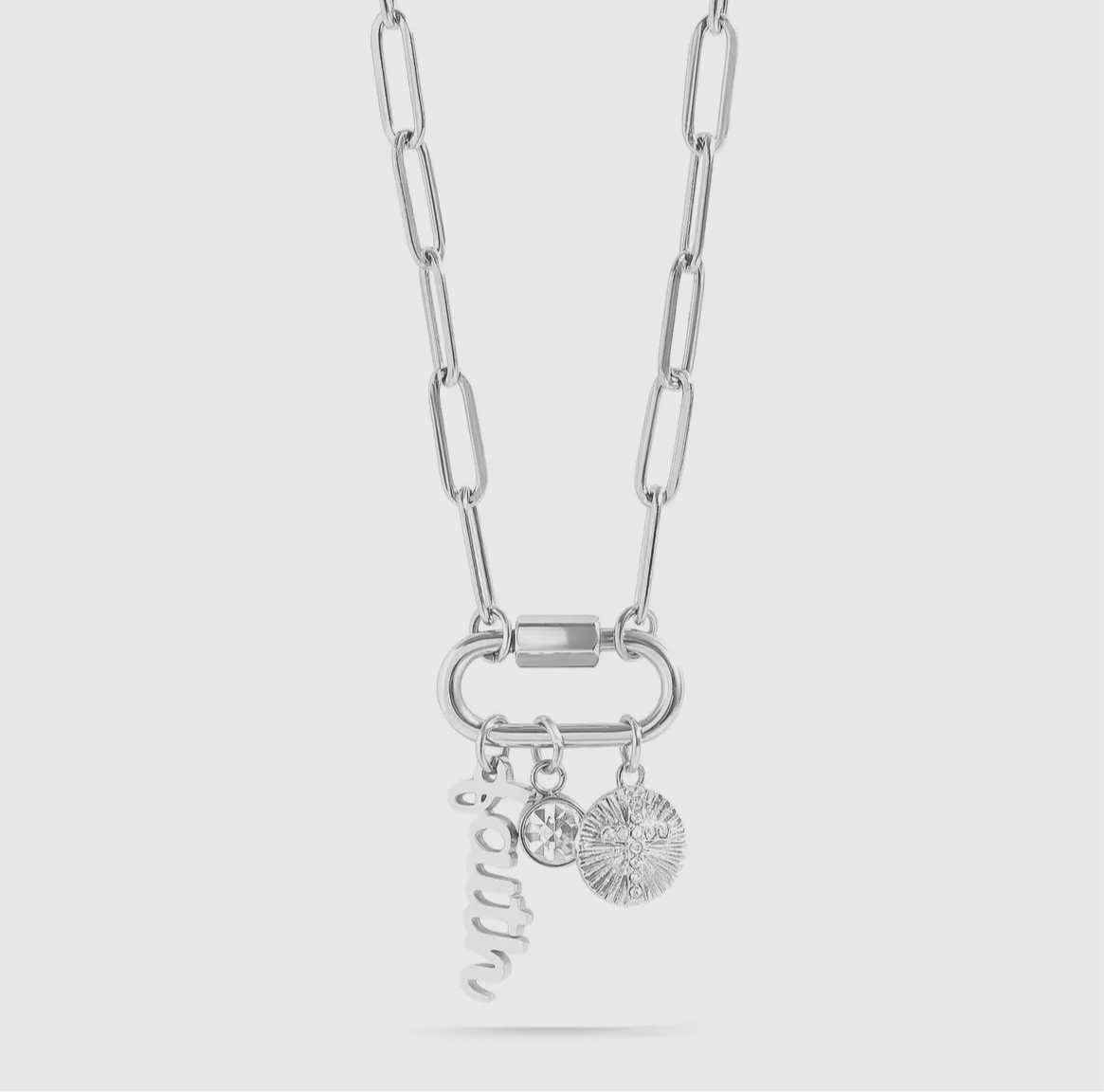 Stainless Steel Hypoallergenic Faith Charm Necklace (2 colors)