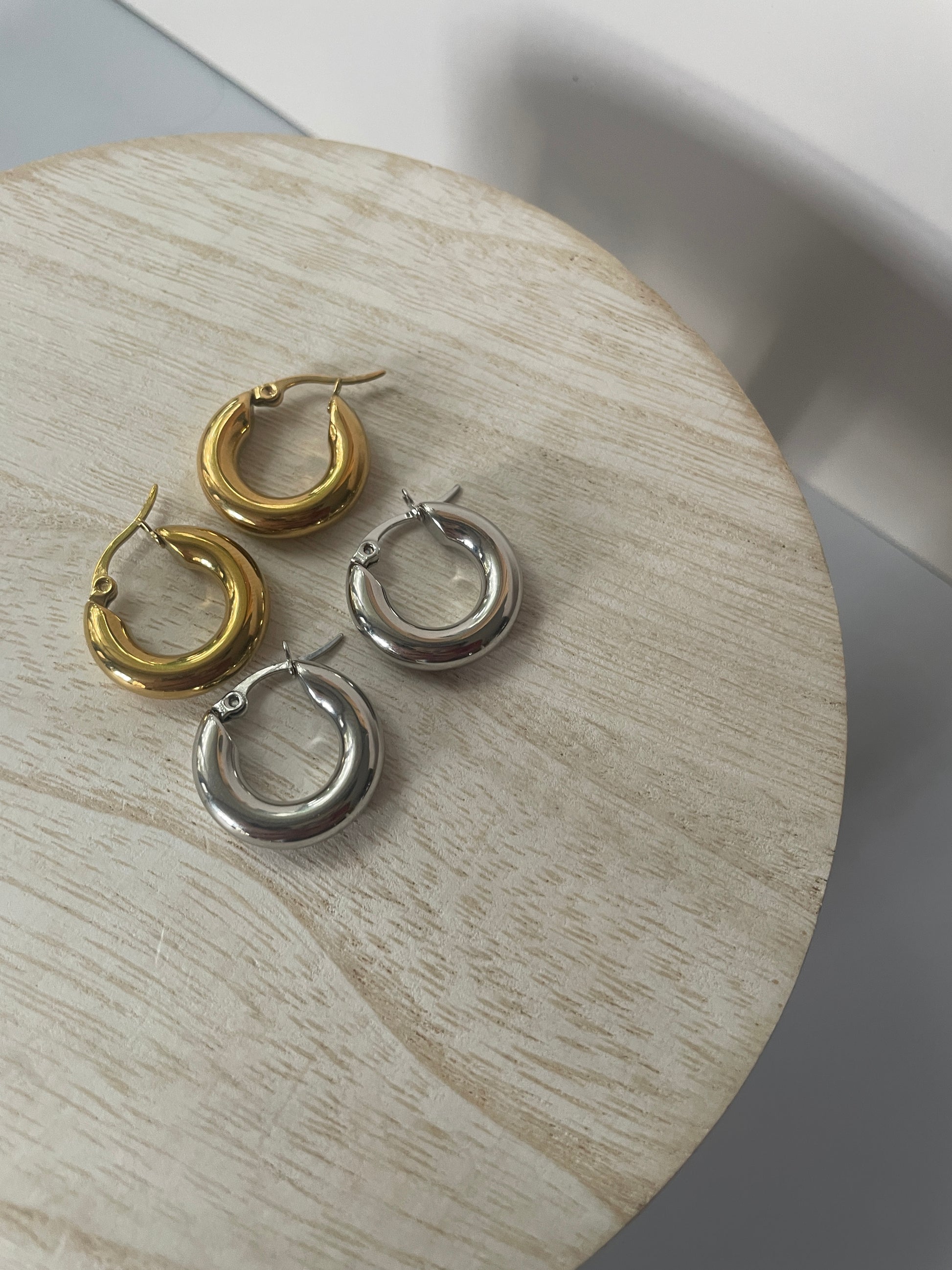 Stainless Steel Chunky Hoop Earrings