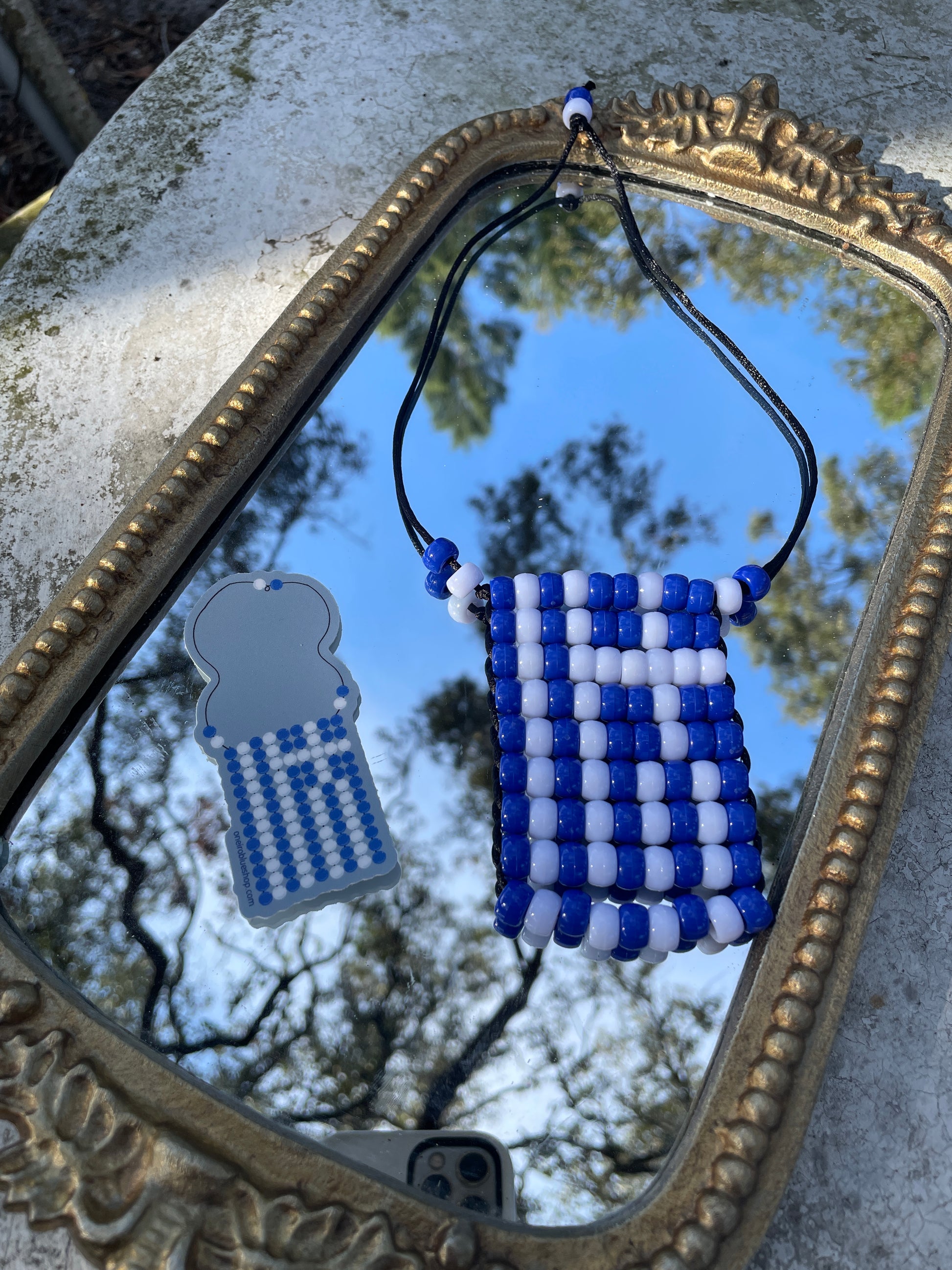 Beaded Greek Flag for Car