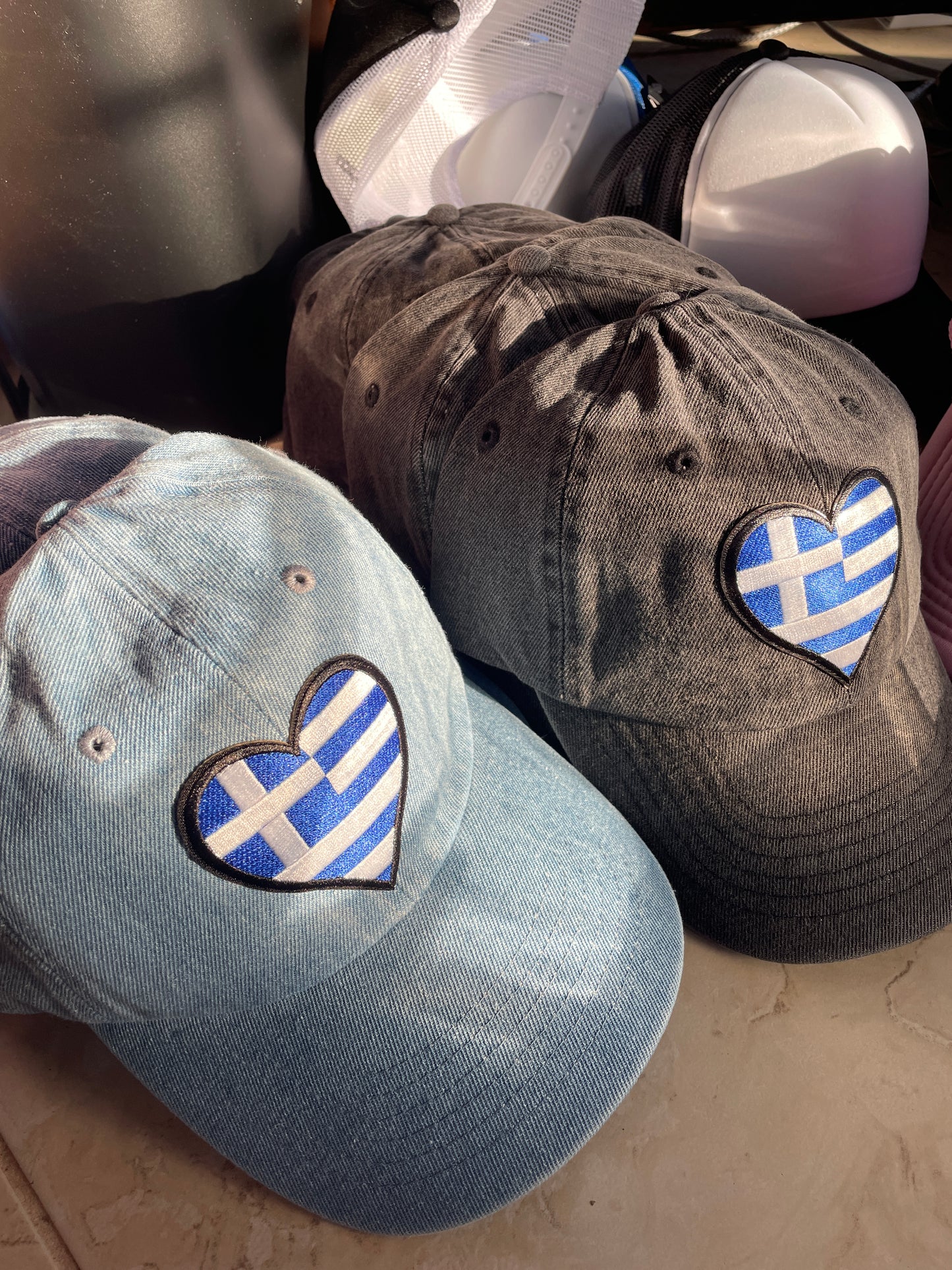 Denim Greek Flag Hat