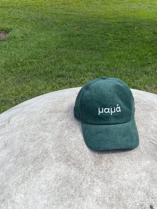 Deep Green Corduroy Mama Embroidered Hat