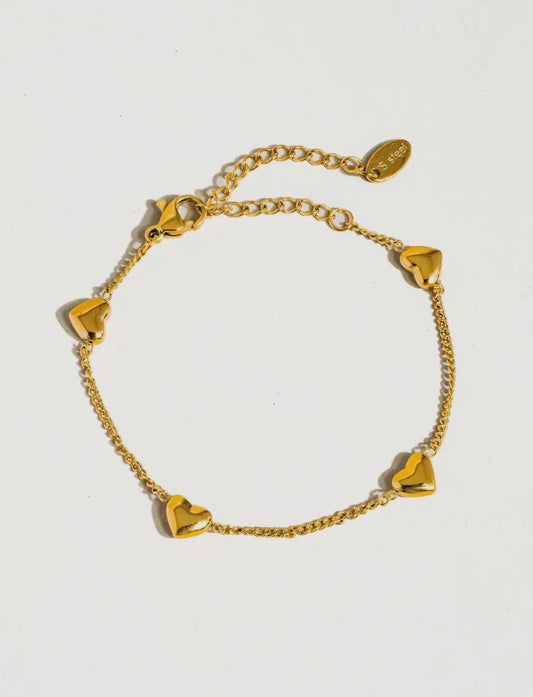 18k gold Heart girls set (bracelet + necklace) non tarnish