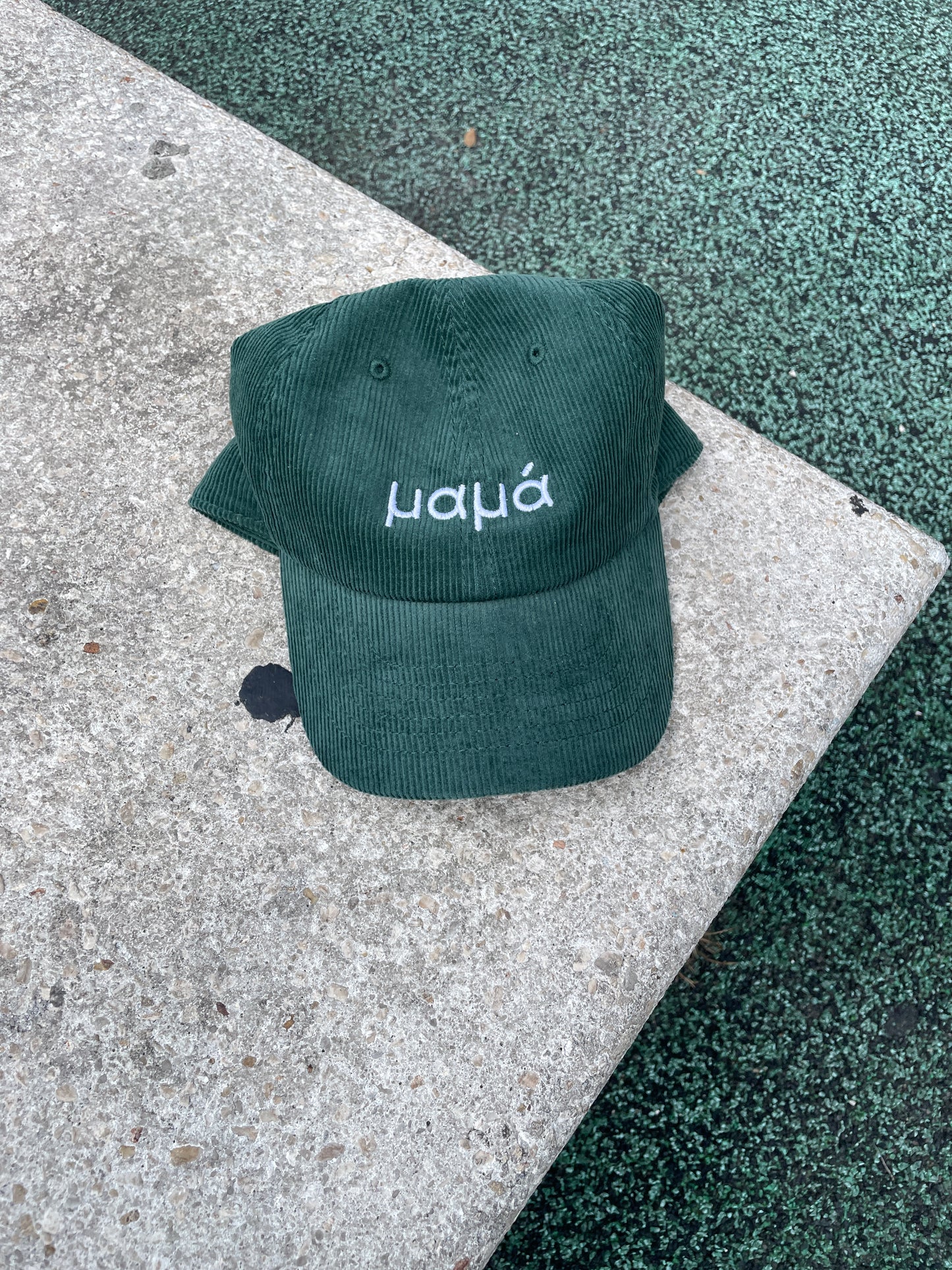 Deep Green Corduroy Mama Embroidered Hat