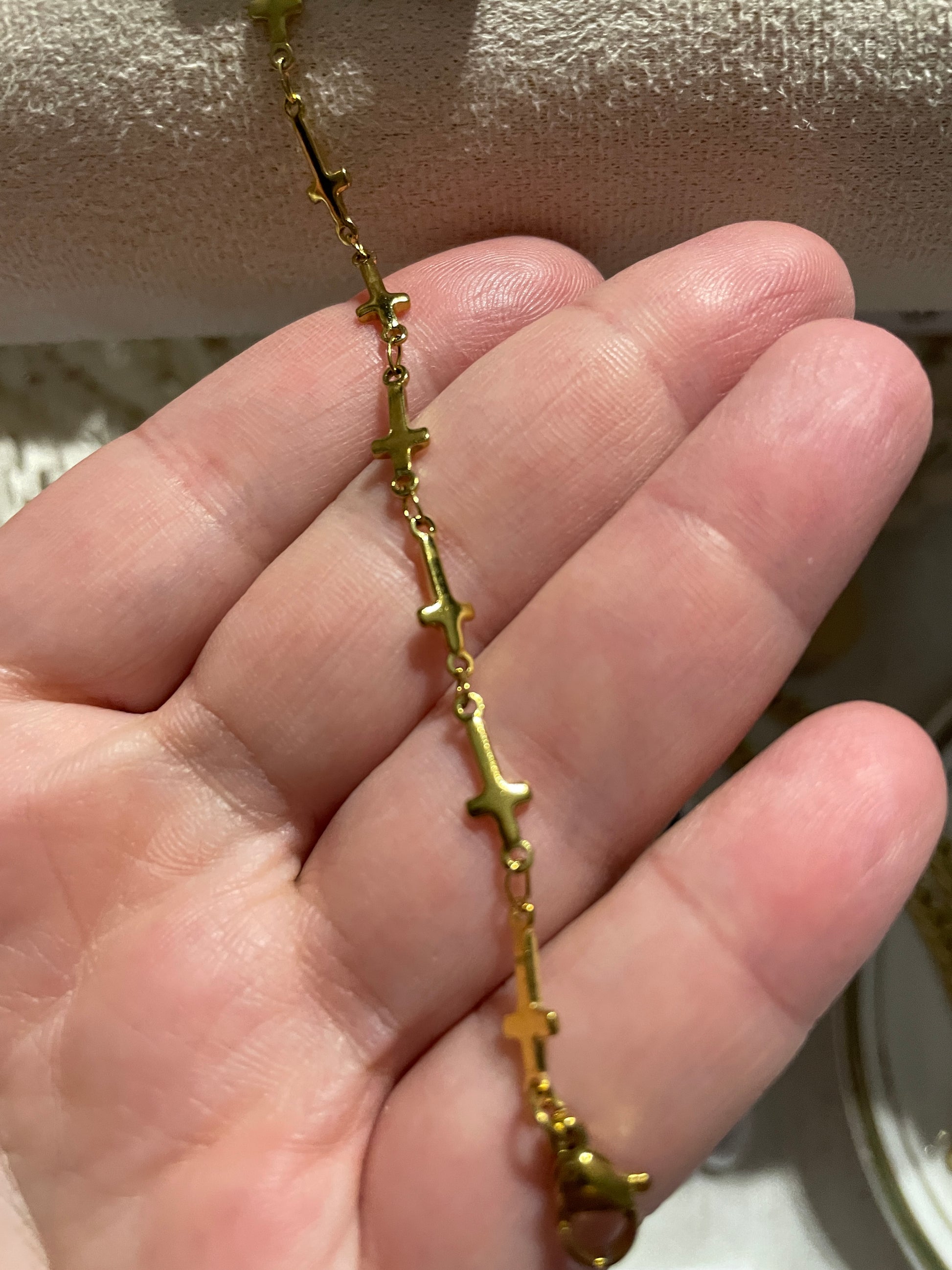 Dainty 18k Gold Cross Bracelets Size Small