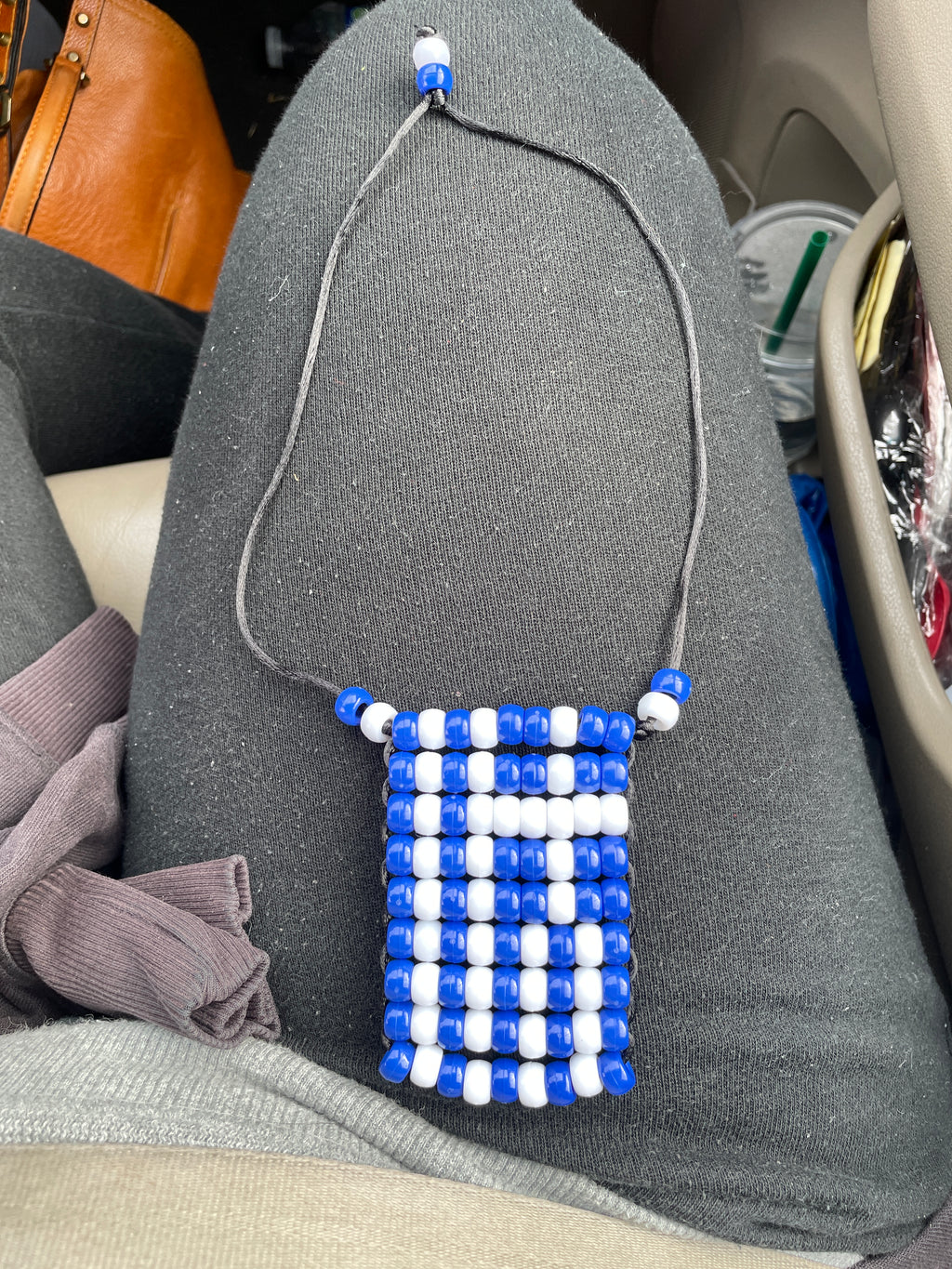 Beaded Greek Flag for Car