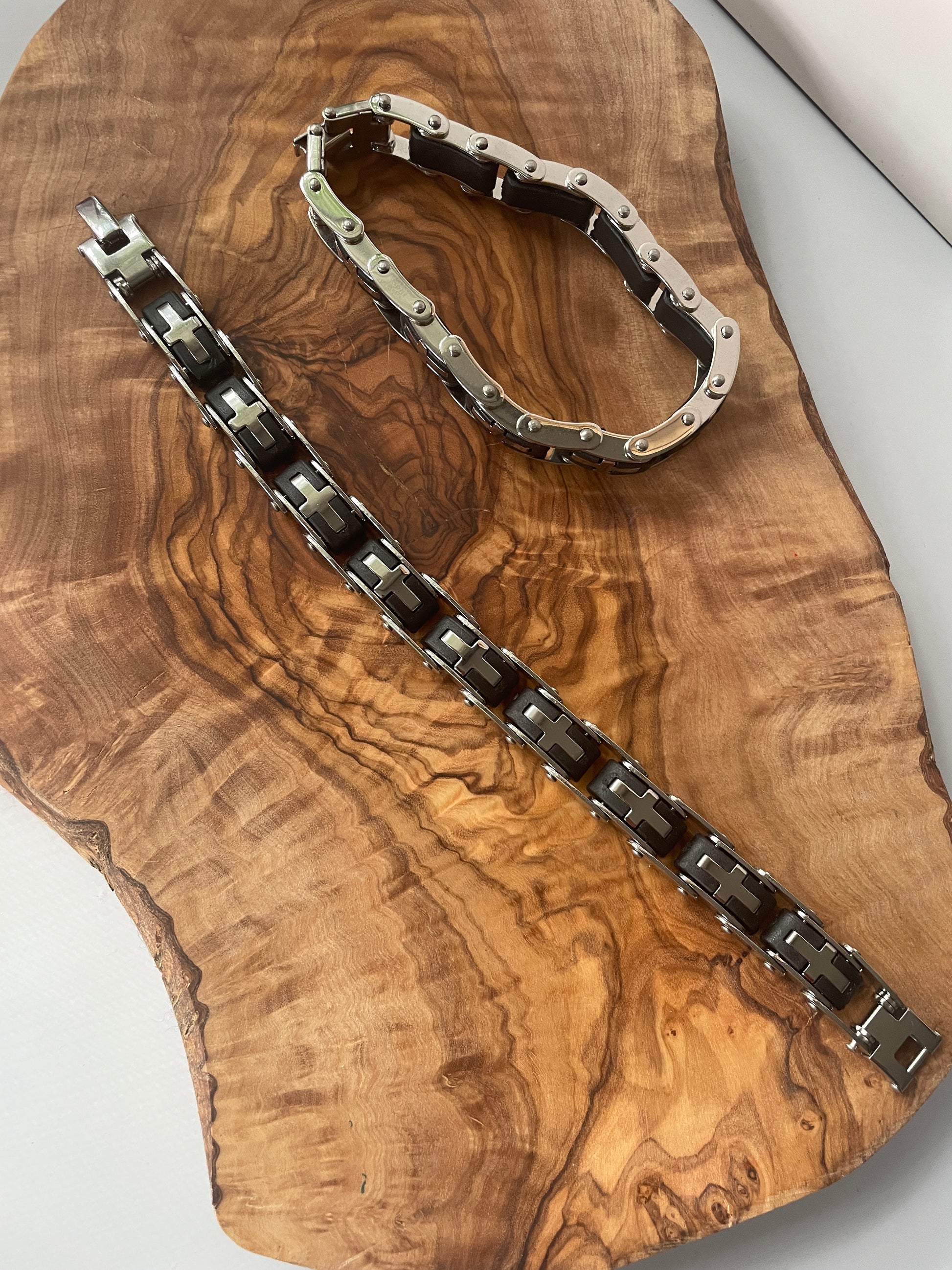 Men's Stainless Steel Bike Chain Style Bracelet