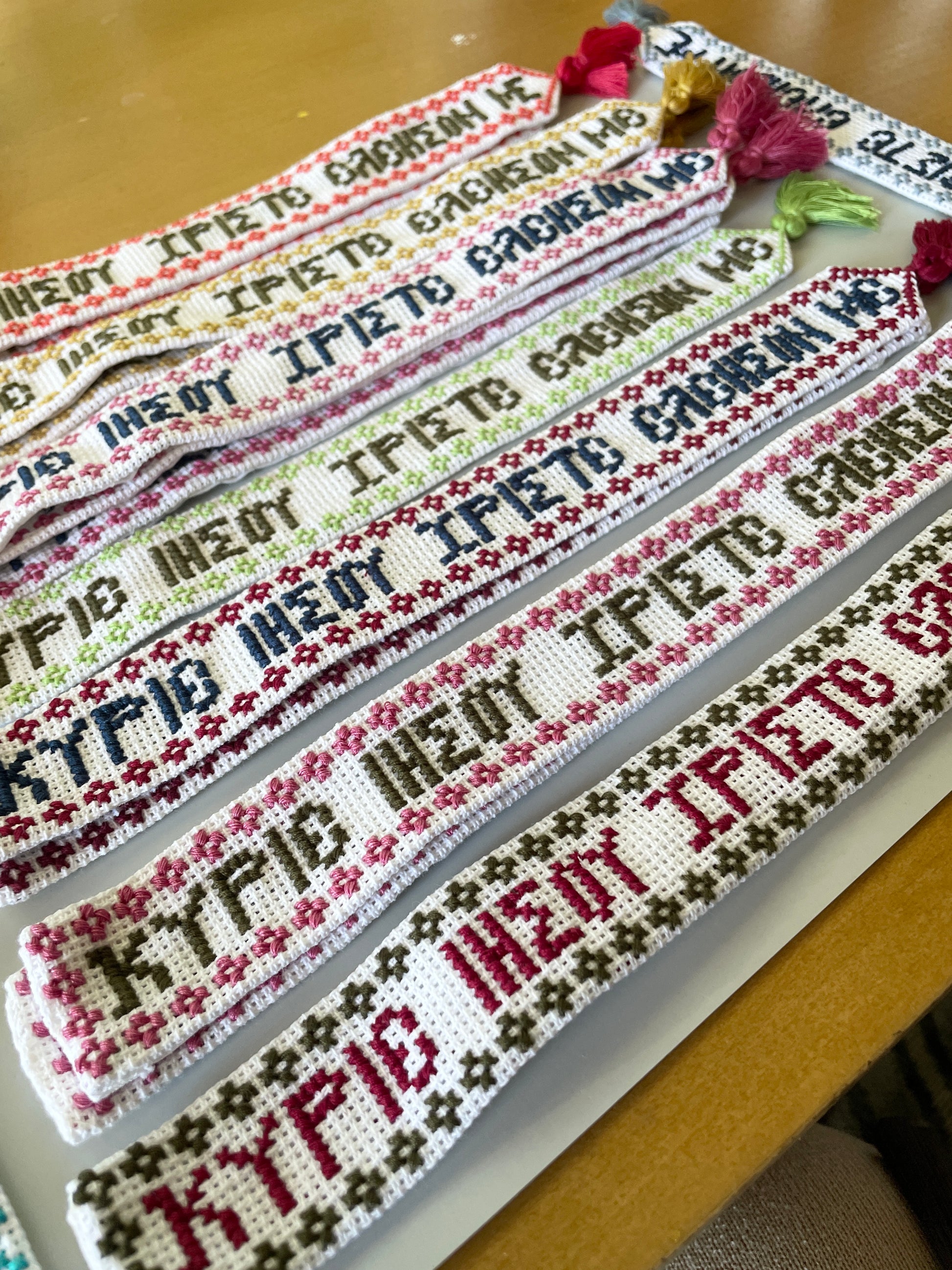 Cross Stitched Orthodox Bookmarks (Handmade in Andros, Greece)