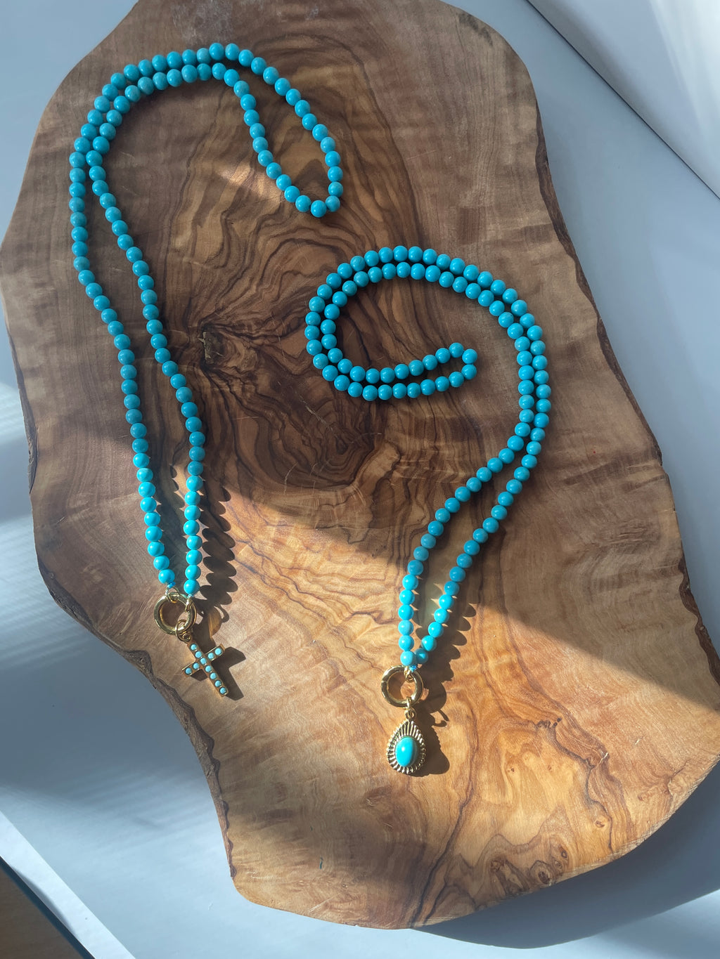 Semi Precious Stone Turquoise Stainless Steel Necklace