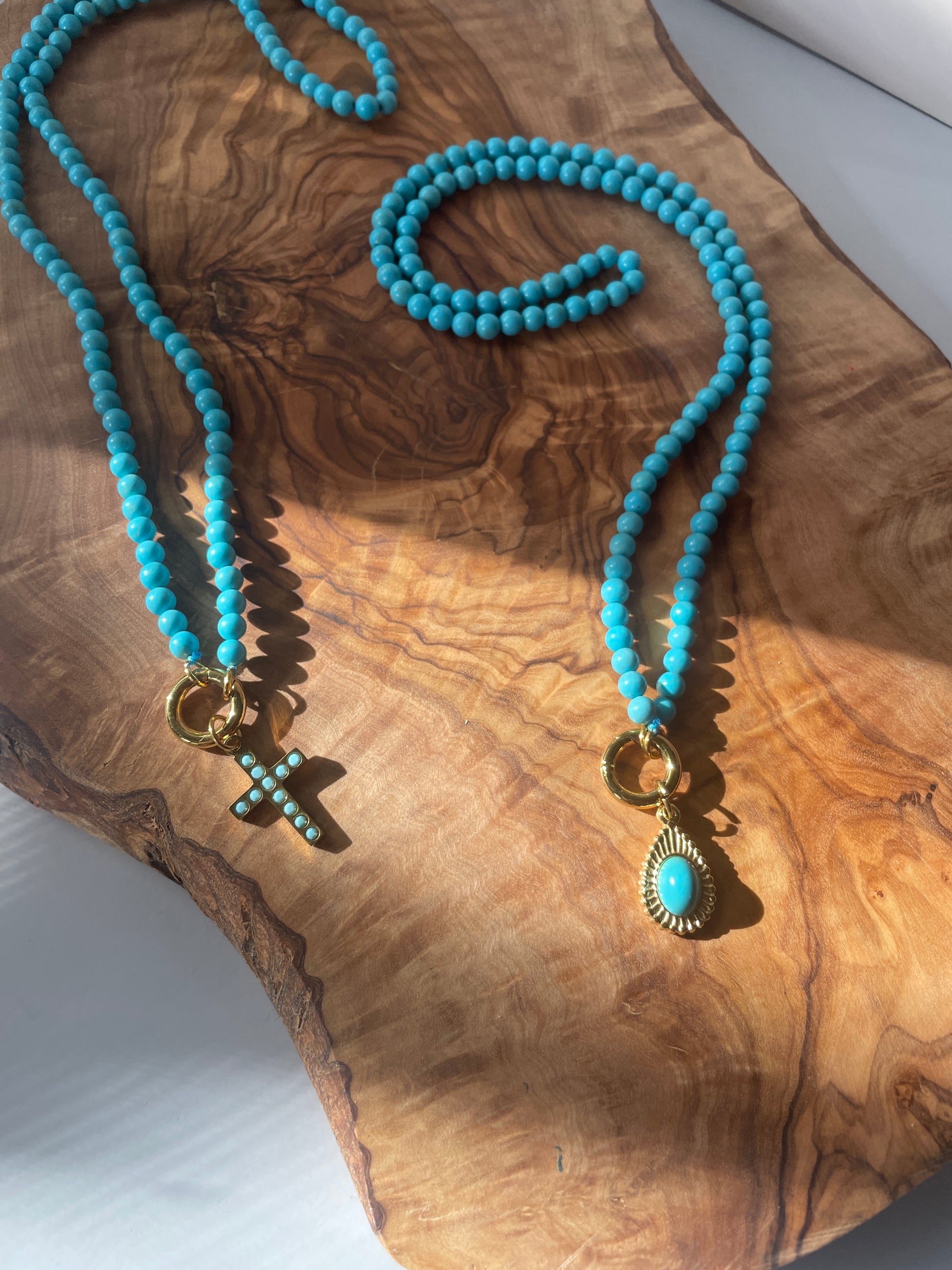 Semi Precious Stone Turquoise Stainless Steel Necklace