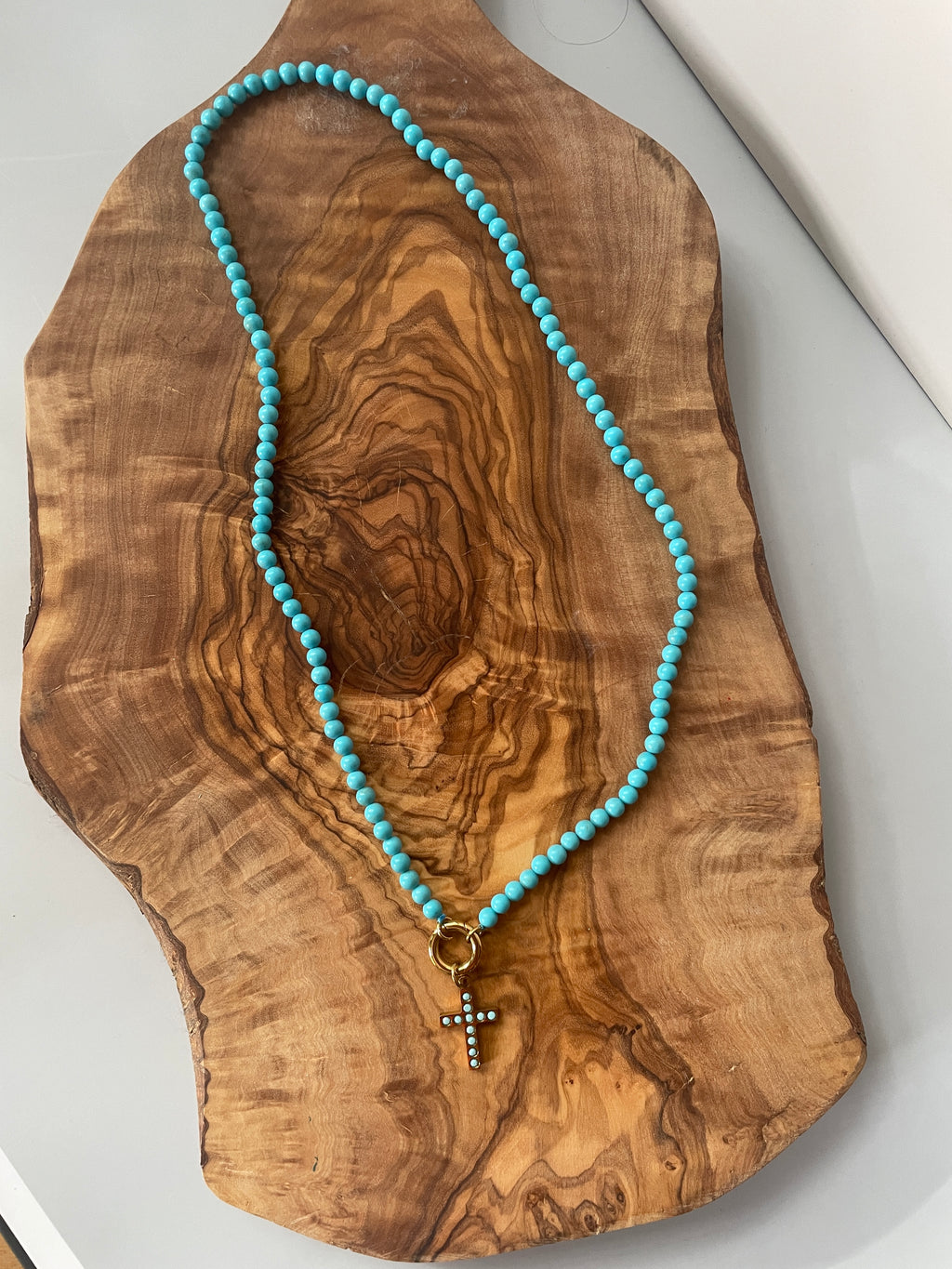 Semi Precious Stone Turquoise Stainless Steel Necklace
