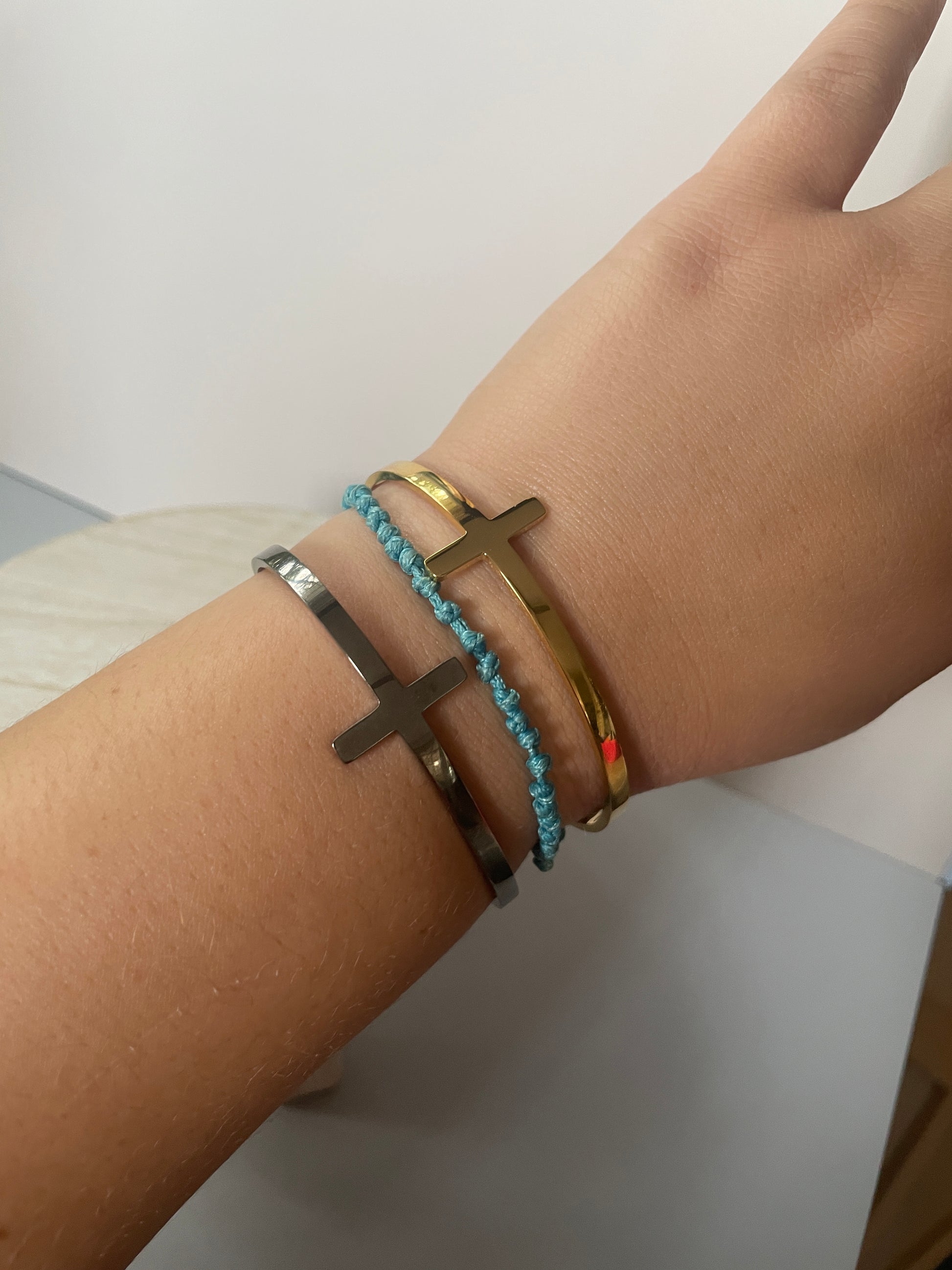 Stainless Steel Cross Cuff Bracelet with Christian Scripture Philippians 4:13