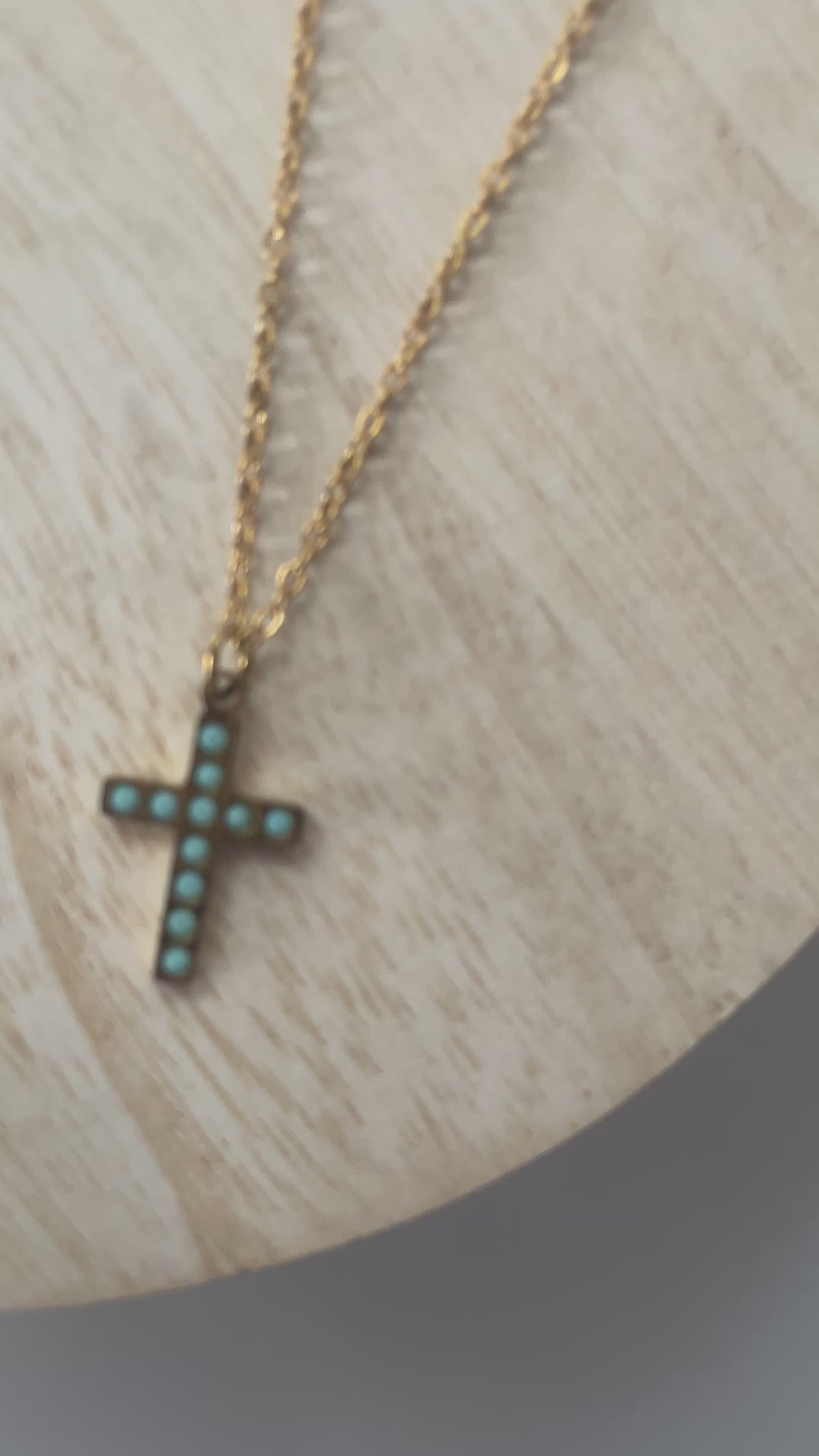 PVD Stainless Steel 18k Cross/Teardrop Necklace